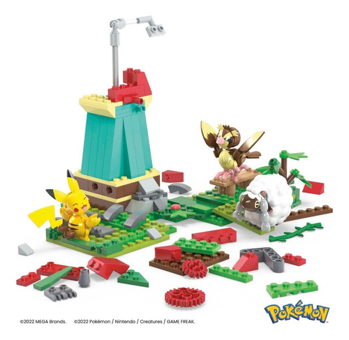 Mega Pokémon Juguete De Construcción Molino Campestre 240 Tres Personajes