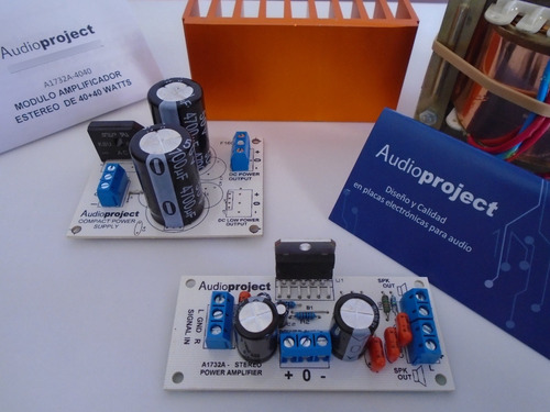 Imagen 3 de 7 de Modulo Amplificador Estereo 40+40 W C/fuente Trafo Disipador