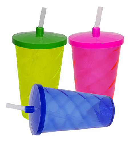 25 Copo Twister Com Tampa E Canudo Acrílico 540ml Transfer