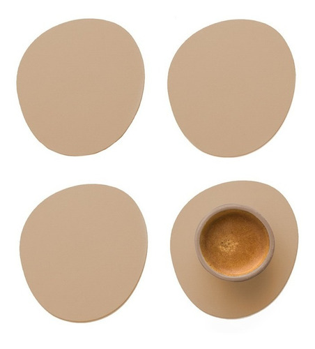 Imagen 2 de 5 de Set X 4 Individuales Y 4 Posavasos Piedra Cuero Reciclado