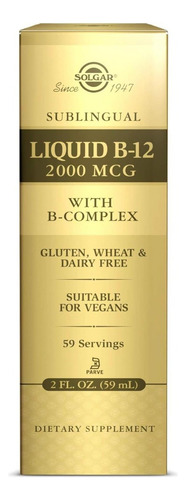 Vitamina B12 2000 Mcg Sublingual Solgar 59 Ml