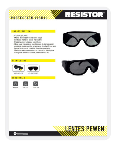 Lentes Seguridad Pewen Forestal Resistor .