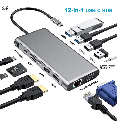 Placa De Rede 5 Em 1 De 100 M - Dock Multifuncional 12 Em 1
