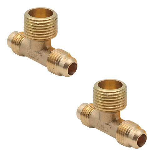 2 Pzs Tee Terminal De Laton 3/8 X 3/8 Para Tanque De Gas