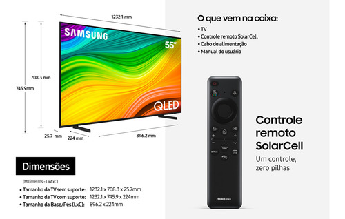 Samsung Smart Tv 55 Polegadas Qled 4k Q60d 2024 QN55Q60DAGXZD