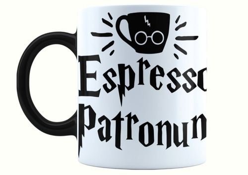 Inner Negro cerámica Espresso Patronum MoonWorks Talla única cerámica diseño de patrono Taza de café 