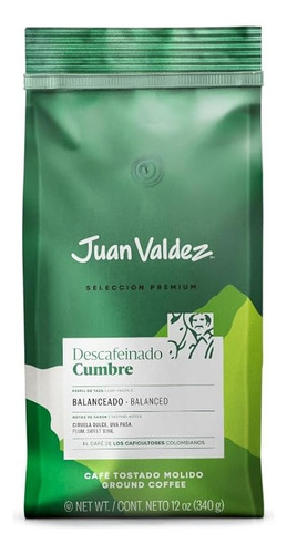 Juan Valdez Café Molido Descafeinado Cumbre, Tostado Equilib