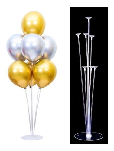Base Soporte Porta Globos Acrilico Varillas Feliz Cumple