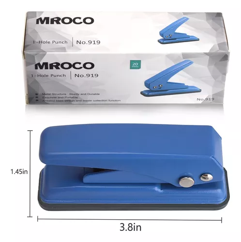 MROCO Perforadora de agujero de 1/4 pulgadas, perforadora de un solo  agujero, perforadora de mano de un solo agujero para manualidades y papel