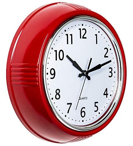 Reloj De Pared Retro 50's Rojo 9.5 