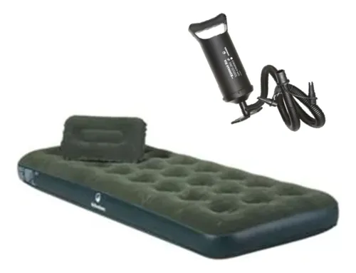 Combo Colchon Sencillo Inflable Almohada Bomba Infladora