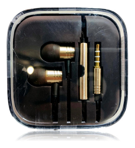 Audifonos Auricular Manos Libres Metalizado Keeka N10 Color Dorado