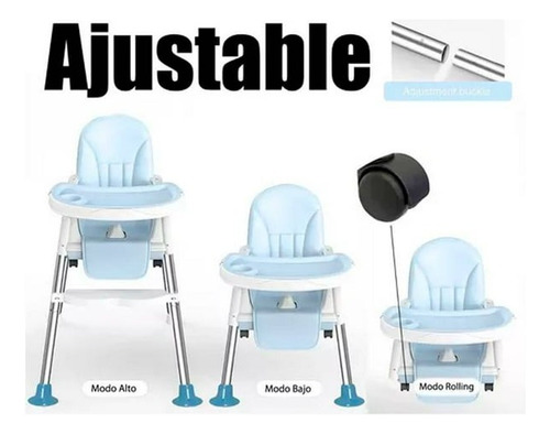 Silla De Comer 2 En 1 Portatil Ajustable Con Ruedas