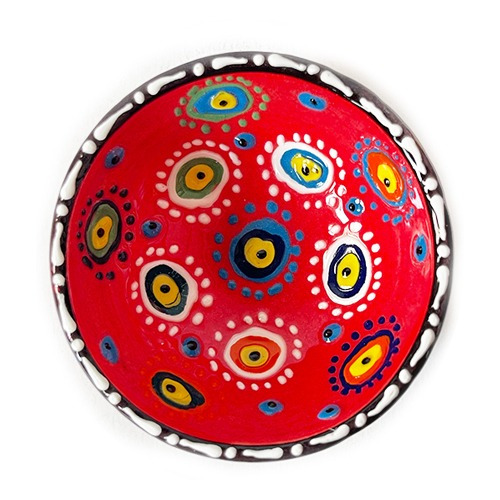 Vasija En Cerámica 8cm Ojo Turco Relieve - Rojo