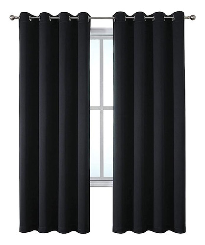 Lianyun Cortinas Opacas Negras 52 Pulgadas Ancho X 63 Pulgad