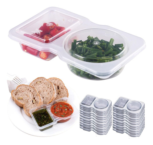 10/15/20/30/40/50 Pack Double Compartment Condiment
