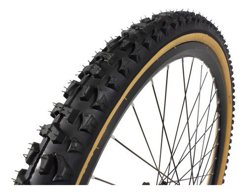 Neumático Kenda K816 con llanta de 26 x 1.95 pulgadas con banda amarilla y cable para bicicleta, color negro
