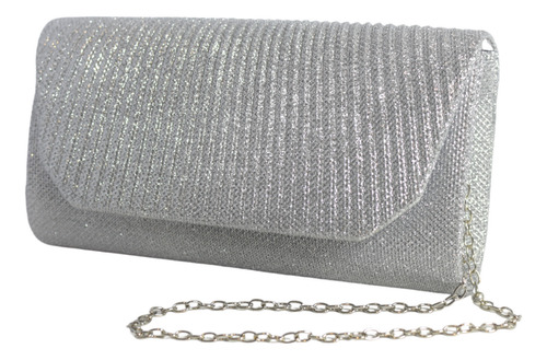 Bolsa Plata Para Dama Fiesta En Textil Clutch