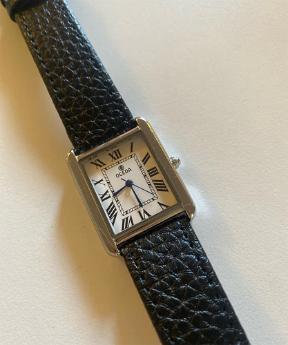 Reloj De Cuarzo Rectangular Clásico Ogeda Con Correa De Piel