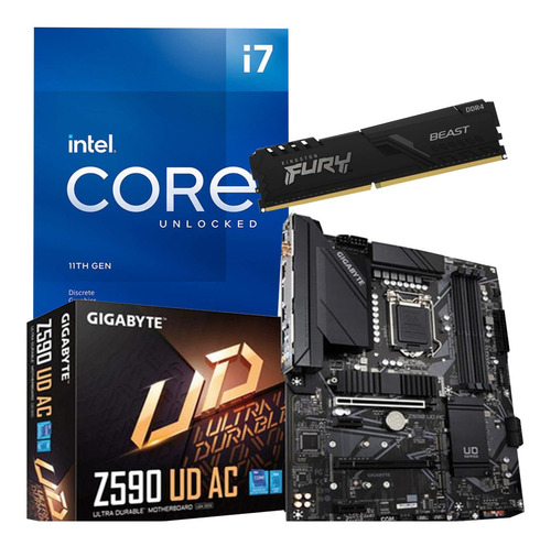 Imagen 1 de 3 de Combo Actualizacion Pc Intel I7 11700 Gen 11 Z590 Wifi 16gb