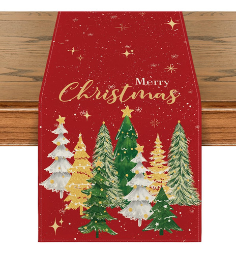 Artoid Mode Xmas Trees Merry Christmas Table Runner, Decora