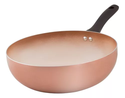 Wok Antiadherente Ceramico Hudson 28 Cm Aluminio Color Cobre