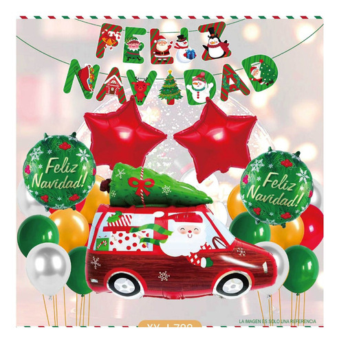 Globos Decoración De Fiesta Navidad Kit Santa Claus Auto Color Multicolor Globos 549