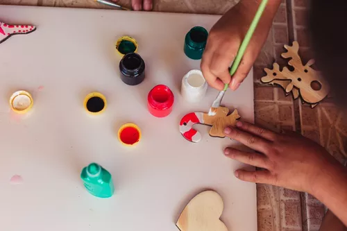 Kit Pinte e Brinque - Presépio de Natal em Madeira para Colorir e