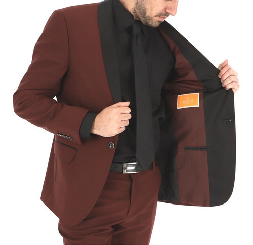 Imagen 6 de 10 de Traje Vino Cuello De Collarin