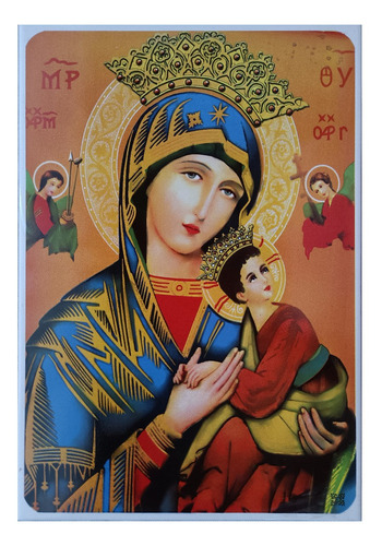 Virgen Del Socorro Perpetuo Imagen 31x45 Cm En Azulejo