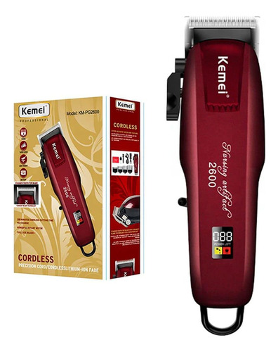 Máquina De Cabelo Profissional Sem Fio Kemei Km-pg2600 Bordô