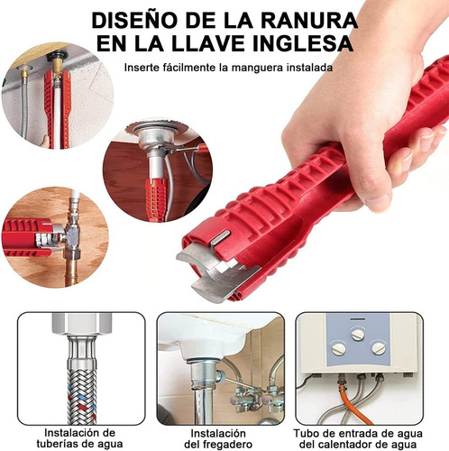 Imagen 5 de 6 de Llave Multiple Plomeria 8 En 1 Con Nivel Baño Cocina S.