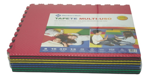 Tapete Tatame 13mm Multiuso Em Borracha 8 Placas De 61x61cnt