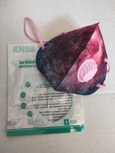 Imagen 1 de 1 de Kn95 Estampado Galaxia Rosa Con Válvula Paq. 2 Pzs.