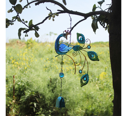 Adorno De Campanilla De Viento De Cristal Con Forma De Pavo