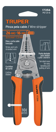 Truper 17356, Pinza Pelacables 6 PuLG 6 Medidas Con Resorte