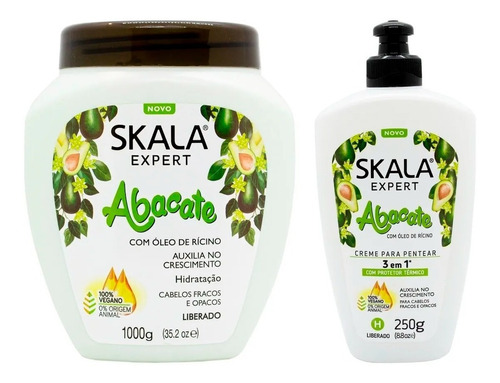 Skala Abacate Mascara + Crema Para Peinar Vegano Nutritivo