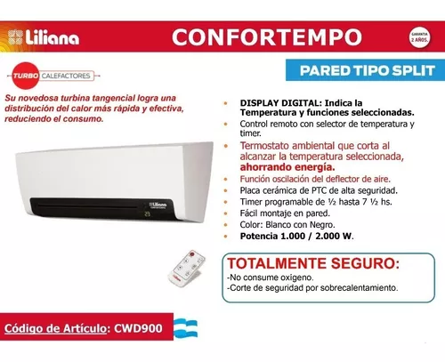 Artista Skalk tela Calefactor Electrico Split Liliana Turbo Pared