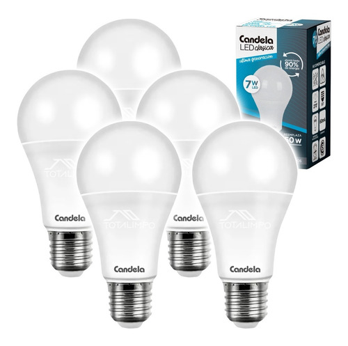 5 Lámparas Led 7w (50w) Luz Fría Candela Clásica 6516 Cuota