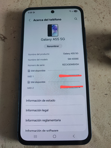 Samsung Galaxy A55 128gb 8gb, Doble Imei 1 Sola Sim Azul Oscuro (Usado)