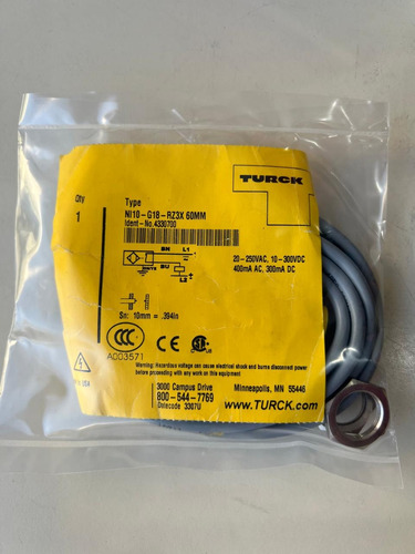 Sensor Inductivo Turck Ni10-g18-rz3x 60mm 4330700