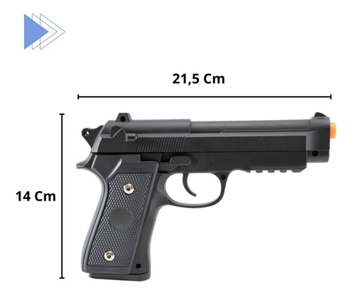 Pistola Airsoft V22 Pt92 Mola Spring Slide Metal+bbs+alvo