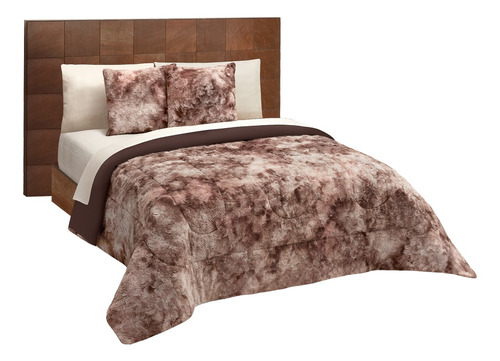 Edredon Mink Matrimonial Café Bison Térmico Color Marrón Diseño de la tela Liso