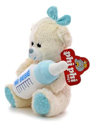 Peluche Oso Con Mamadera Rosa O Celeste 25cm Phi Phi Byp Celeste