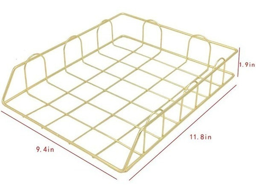 Imagen 2 de 6 de Pack 2 Bandejas De Metal Para Papel Organizador Apilable