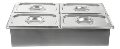 Baño Maria 6 Insertos 1/4 De 15 Cm Con Tapa Acero Inoxidable