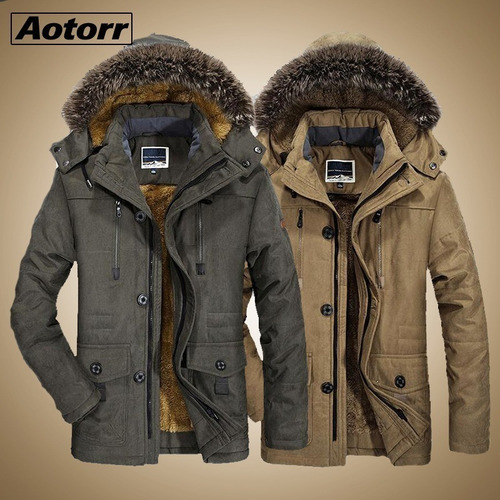 H Parkas A Prueba De Viento Con Cuello De Piel Para Hombre,