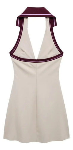 Minivestido Sin Mangas Con Cuello En V Y Estampado De Rayas