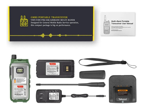 Radio Gmrs Talkpod A36se Uhf Vhf Walkie Talkie 512 Ch Verde