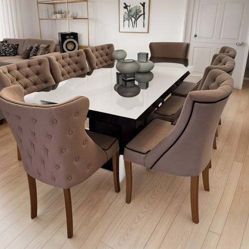 Conjunto Mesa Jantar 1,90 X 0,90 C/ 6 Poltronas Com Braço